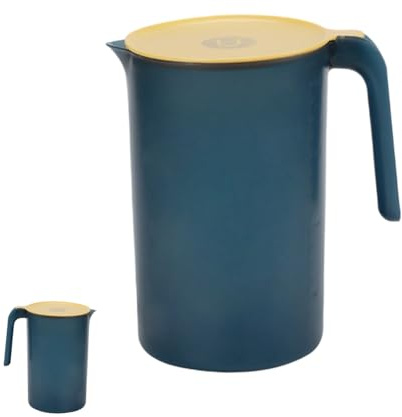 Jarra De Plástico Jarras De Agua, Limonada Té Helado Con Tapa 2.5 l Para Agua, Jarras Para Servir Bebidas Frías, Té Helado, Zumo, Bebidas Frías o Calientes Con Tapa, Asa y Para Nevera(Azul Oscuro)