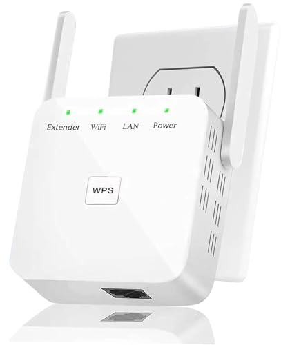 Vtizikl WiFi Extender Booster, Long Range Wifi Booster with 4000 sq.ft Coverage, 2 Antennas + 45 Devices & Ethernet Port, Quick Setup, Wireless Wifi Extender for Home Use (White)