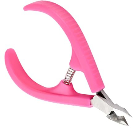 Healvian Pinzas para Manicura 2 Pcs Mango Plástico Antideslizante Rosa, Alicates para Cutículas y Piel Muerta, Recortador Profesional para Uñas, Uso en Salones y Hogar