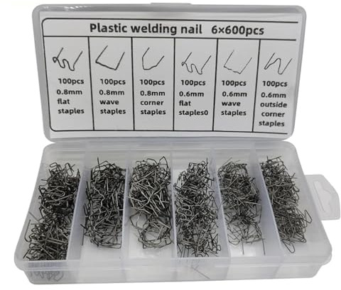 Saldatrice per plastica Kit di 600 punti metallici per saldatrice a caldo per paraurti e parafanghi, per saldare il paraurti. 2-in-1 Saldatrice Plastica(600pcs With Box)