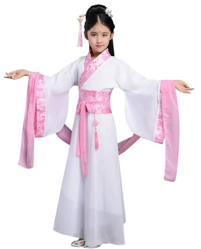 Générique Deguisement Chinoise Fille Chine Enfants National Style Chinois Scène Théâtre Jouer à L'opéra Spectacle Traditionnel Folle Robe Filles Manches Longues Rose 11-12 Ans
