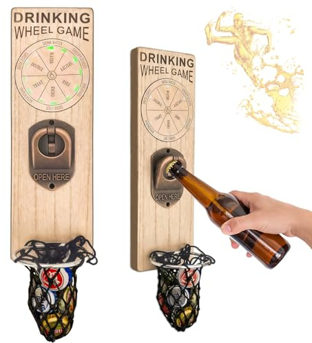 Apribottiglie Magnetico da Legno, Apribottiglia da Muro Divertenti, Apribottiglie Professionale Birra, Accessori Bar Esterno, Gadget utili per Feste, Idee Regalo Uomo e Amanti della Birra (Stile 11)