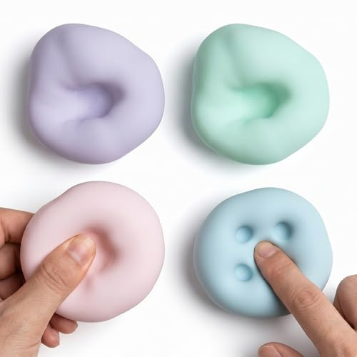 Stressball Erwachsene 4 Stück Traubenstress Squishy Stressbälle Kleines Perlen Quetschball Anti Stressabbau Spielzeug Bälle für Kneten, Drücken, Entspannen, Linderung von Angst