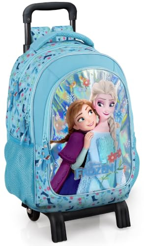 Sac à Dos Roulettes Fille pour Fans de La Reine des Neiges - Cartable Trolley Amovible (33x43x20 cm) Ergonomique pour École Primaire et Voyage (6-11 Ans)