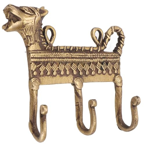Filigran verzierter Messing Wandhaken, Schlüsselhalter, Hund / Messing | Handgefertigter Wandhaken aus Messing, Gewicht ca. 250 g, elegantes Design, perfekt für Flur oder Eingangsbereich.