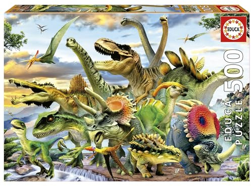 Educa - Puzzle 500 Teile für Erwachsene | Dinosaurier, 500 Teile Puzzle für Erwachsene und Kinder ab 11 Jahren, Dinopuzzle (17961)
