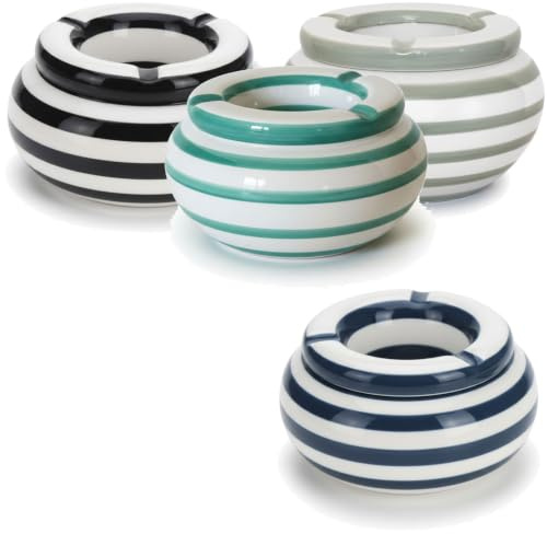 LS-LebenStil XXL Sturmaschenbecher 14x9cm Maritim Blau Weiß Welle Streifen