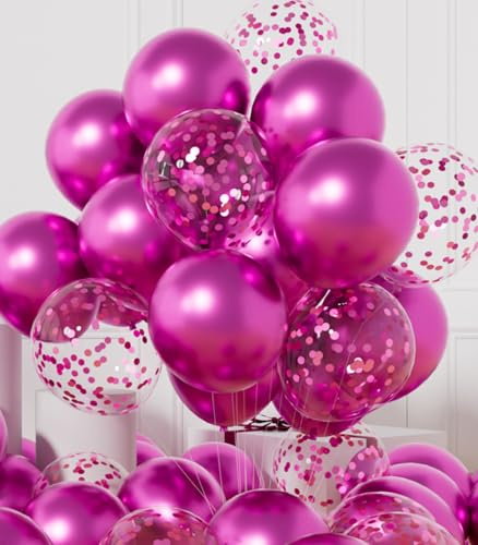 AULE Palloncini Fucsia Metallizzati: 42 Pezzi 30cm Coriandoli Compleanno