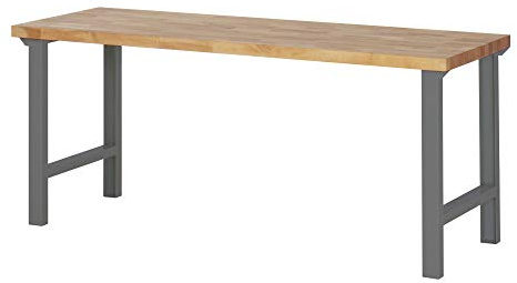 STIER Werktisch Premium, 2000x700x840 mm, robuste Konstruktion aus Stahl und Buche, umweltfreundlich pulverbeschichtet, ideal für Werkstätten und Heimwerkerprojekte, vielseitige Montagewerkbank
