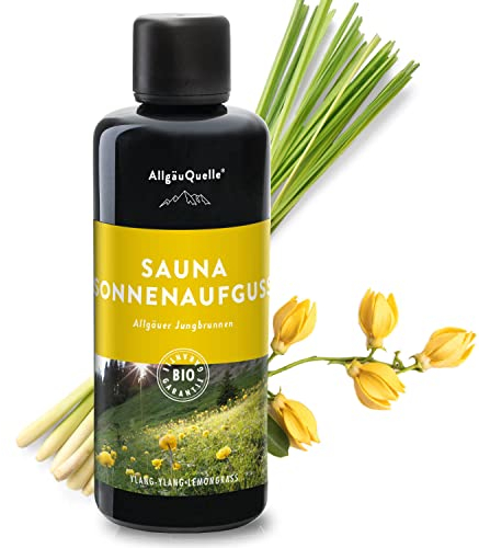 AllgäuQuelle® Sauna Aufgussmittel mit 100% Bio Öle Jungbrunnen Ylang-Ylang Lemongrass 100ml