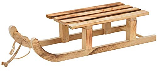 Deko Schlitten aus Holz geflammt - Weihnachtsdekoration Winterdekoration (braun) (42 cm)