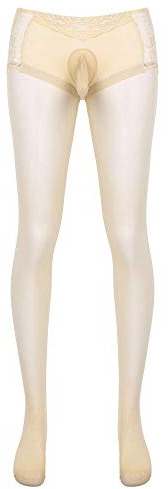 MSemis Herren Strumpfhose Nylon Pantyhose sexy Unterwäsche Stretch Leggings mit Penishülle Transparent Männer Unterhose lang Erotik Dessous Lingerie Nacht XL