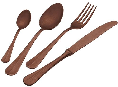 Servizio Set di Posate 24 Pezzi in Acciaio 18/10 PVD Eme Royal Retrò Chocolate