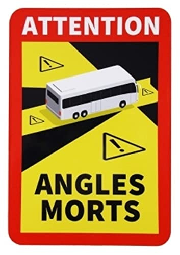 Aufkleber Warnhinweis Toter Winkel Bus Angles Morts für Frankreich Folie selbstklebend | 25x17cm Made in Germany, Größe: 3 Stück
