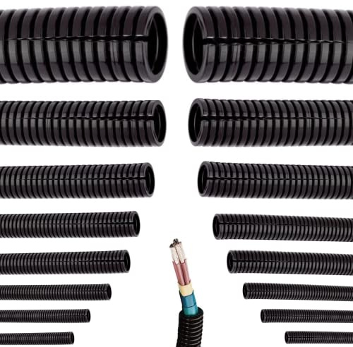 Megaastore Universeller Flexibles Wellrohr | Länge: 5 10 25 oder 50 m Kabelschutz Schutz Rohr Geschlitzt Auswahl: (Ø 25 mm innen/Ø 32 mm außen / 5m Meter)