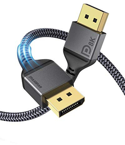 VESA Certified DisplayPort Cable 1.4, Maxonar 8K 4ft/1.2M DP Cable Cord (8K@60Hz, 4K@144Hz, 1080P@240Hz) Display Port HBR3 32.4Gbps, HDCP 2.2 for Odyssey G9 CHG90, PC, Laptop, TV Gaming Monitor - Grey
