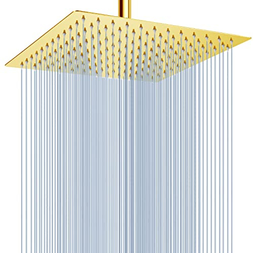 Regenduschkopf - Voolan 12 Zoll Großer Regenduschkopf aus 304 Edelstahl - Perfekter Ersatz für Ihr Badezimmer Duschkopf (30,5 cm Gold)