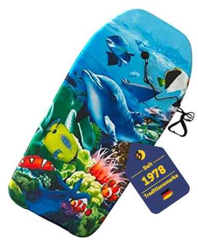 BEST SPORTING Bodyboard Kinder – Leichtes Surfbrett für Strand, Meer & Schwimmbad | 92 x 46 x 5 cm | In verschiedenen Designs | Inkl. Leash für sicheren Halt