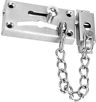 VILLFUL Stainless Steel Anti Theft Door Chain Lock Bolt Brushed Silver Security Door Bolt for Home Sturdy for Entryway Protection