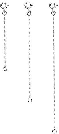 LeCalla 925 Sterling Silver 3 Pcs Box Chain Necklace Extenders for Women, Extension Chains Necklaces Bracelet Anklet with Spring Ring Clasp 2, 3, 4 Inches