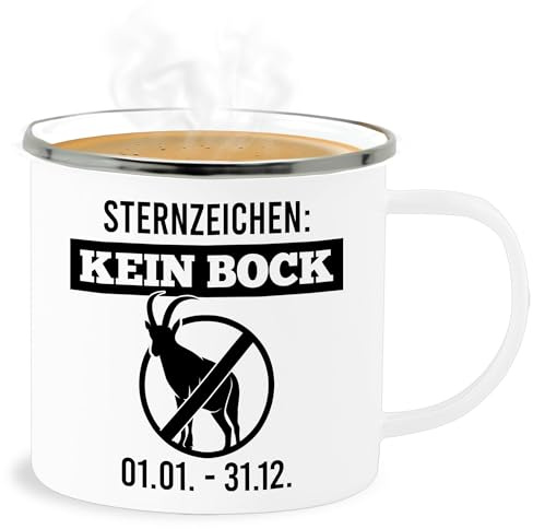 Shirtracer Emaille Becher Blechbecher - Statement - Sternzeichen Keinbock - schwarz - 300 ml - Weiß Silber - statements kein bock frohes neues jahr new year mit