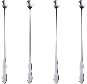 Set di 4 cucchiaini da bar con manico lungo, 32 cm, in acciaio inox, cucchiaini da cocktail, cucchiaini lunghi per mescolare il ghiaccio, tè, caffè, accessori da bar