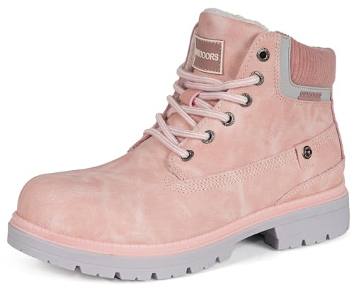 Gaatpot Mixte Bottes en Cuir Chaussures d'hiver Chaudes,rose,38 EU