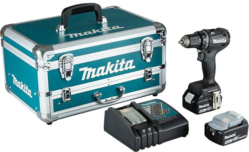 Taladro atornillador 18 V Black Edition (2 x 5,0 Ah) en estuche de aluminio - MAKITA DDF485TX2B