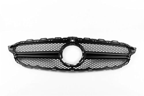Grill Für Mercedes Für Benz C Klasse W205 2019-2020 Auto Front Grill Grille Stoßstange Oberen Haube Mesh Grid Mit Kamera Loch Kühlergrill (Color : Schwarz)