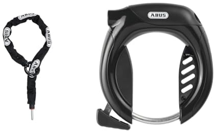 ABUS Rahmenschloss-Einsteckkette – Adaptor Chain 2.0 6KS & Rahmenschloss PRO TECTIC 4960 NR - Fahrradschloss zur Befestigung am Rahmen des Fahrrads - 8,5 mm - ABUS Sicherheitslevel 7 - Schwarz