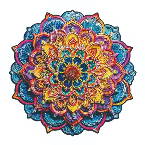 Pzuryhg Puzzle en Bois, Puzzles pour Adultes, Puzzle de Luxe Unique en Forme de Mandalas de Fleurs avec des Pièces d'animaux, Jouet d'apprentissage de la Motricité Fine, Jeu Familial, 1000 Pièces