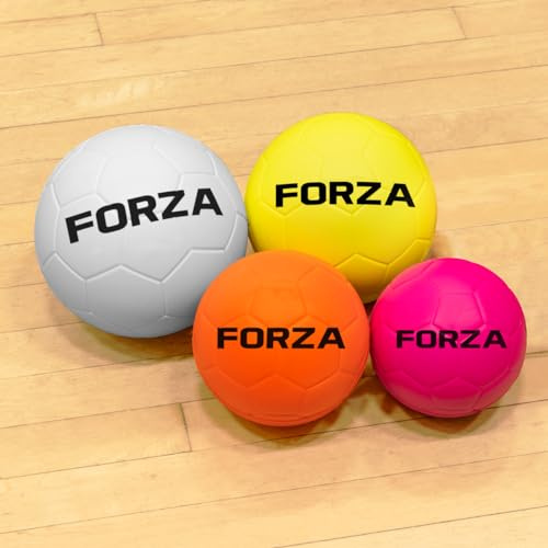 FORZA Foam Handballs | Soft, Non-Sting PU Foam Handballs for Primary & Junior School Children - Multi-Pack Options Available for PE & Sports (Pack of 4, Fluro-Colour, Size 2 (7in))