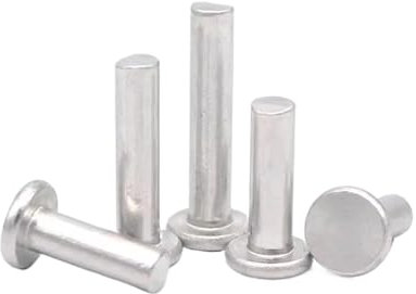 HEXHUASR 5/100 Stück M2 M2.5 M3 M4 M5 M6 M8 GB109 Aluminium, Flacher, dünner Rundkopf, Vollniete, Handschlagstanze, selbststopfende Festnieten(50Pcs M4)