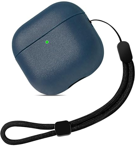 Teyomi Coque en TPU Compatible avec AirPods 4 génération, étui de Protection Compatible avec Apple Airpods 4 avec dragonne, Conception de Texture, Prend en Charge Le Chargement sans Fil [Bleu foncé]