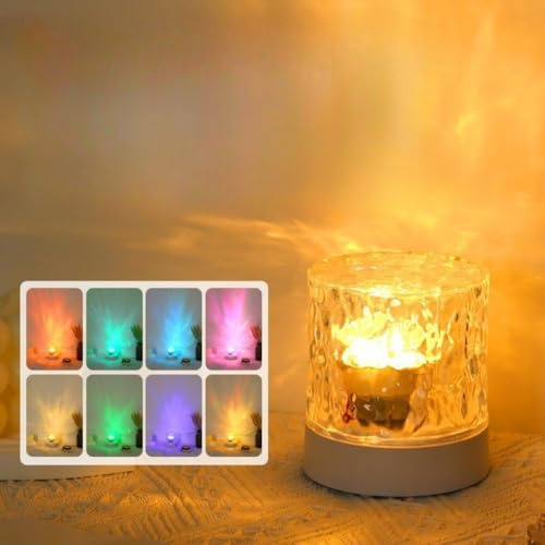 EBILUN USB Water Ripple Lamp,16 Colors Northern Lights Aurora Projector Light Touch & Remote Control,Romantic Atmosphere Ocean Light Projector for Photography, Party, Room Holiday Presents, (1pc)