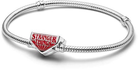 PANDORA Stranger Things 593572C01-16 - Pulsera de eslabones de serpiente con cierre de plata de ley, compatible con abalorios Moments Charms, tamaño: 16 cm, 16cm, Plata de ley, No es una piedra