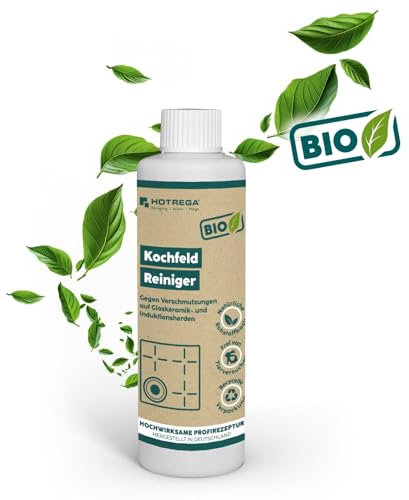 HOTREGA BIO Kochfeld-Reiniger 250ml Bioreiniger, Glaskeramikreiniger, Chrom Armaturen Granit Reiniger, Politur, Ceranfeldreiniger, Edelstahlreiniger