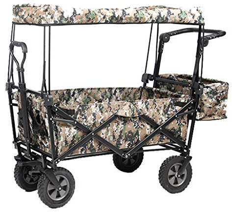Chariot de jardin pliable d'extérieur robuste avec toit pliable pour festivals, transport de charges lourdes, chariot portable avec capacité de 45,4 kg