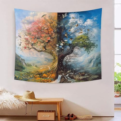 HLXZMCVBT Árbol bicolor Estampado 3D Tapices Decoración De Pared Estética Tapiz De Pared Paño De Pared Para Decoración De Habitaciones Tapiz 130cmx150cm