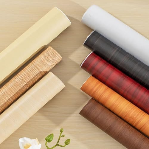 RUZINALOP Wood Vinyl Wrap Self Adhesive Wallpaper, PVC Table Foil Self-Adhesive Wood Look Tablecloth – Waterproof Table Protection, Furniture Foil(Tischfolie 4,80x300cm)