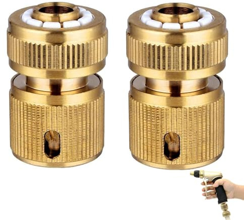 Metal Brass Hose Connector for Garden: Quick Hose Pipe Connectors and Fittings for 1/2-inch(13mm) - Tap Splitter for Lawns, Yards, Boats - Ideal DIYers and Outdoor Gardeners