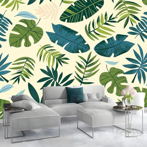 Papier Peint Panoramique Feuilles de Bananier Papier Peint Intissé 350 x 256 cm Usine Photo Papier Peint Effet 3D Poster pour Chambre Salon Décoration Murale D190