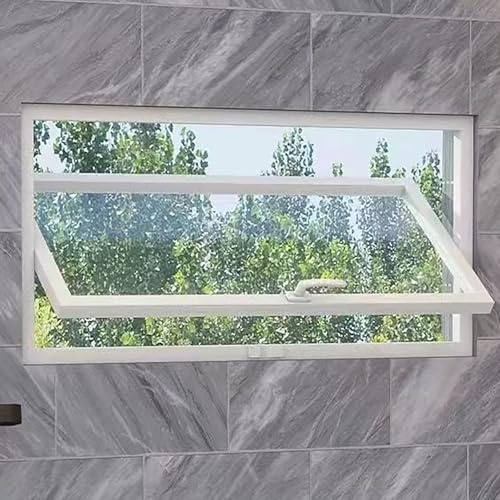 Finestra Sopraluce Nera a Strisce per Casetta, Finestra Scorrevole Decorativa, Finestra di Ventilazione in Alluminio con Blocco 360°, per Pollai, Bagni, Garage, Seminterrati Personalizzati(White-c,L60