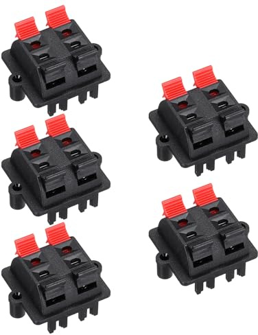 QUARKZMAN 5 STK 4-Wege Feder Lautsprecher Klemmen Clip Push Release Verbinderplatte Buchse Stecker Lautsprecherklemmenblock Lautsprecher Verbindungsklemme Testklemme WP4-03B