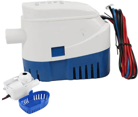 Hbbgdiy Bomba de sentina automática con Interruptor Flotante, 12V 1100 GPH Bomba de acondicionamiento de Agua Sumergible eléctrica para Bote, estanques, Piscinas.