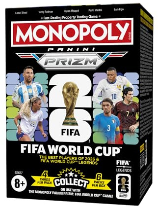 Monopoly Panini Prizm: FIFA World Cup Trading Cards Booster Box | Current Stars and FIFA WORLD CUP Legends | Presents for Football Fans