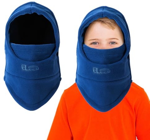 AYPOW Cagoule d'hiver Thermique pour Enfants 4-9 Ans, Multifonction Coupe-Vent Réglable Masque de Ski, Bonnet en Polaire Chaude, Casquette Cache-Cou Tour de Cou écharpe pour Garçons Filles Plein Air