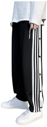 Dasongff - Pantalón de baloncesto para hombre, con 2 cremalleras laterales y botones a presión, pantalones de chándal totalmente abiertos, pantalones posoperatorios con bolsillos baratos