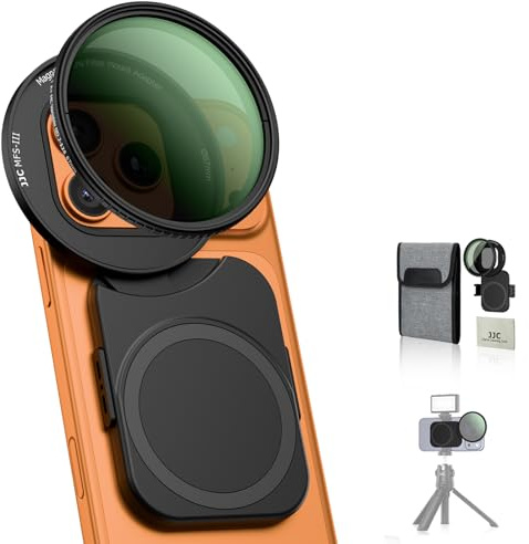 JJC Adaptateur de Montage de Filtre de téléphone de 67 mm avec Filtre ND à densité Neutre Variable ND2-128 (7 arrêts) pour iPhone 17 16 15 14, 17 16 15 14 Pro Max, 17 16 15 14 Pro, 17 16 15 14 Plus