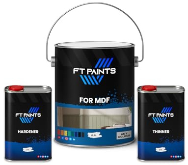 FabioT. FT Paints 20.0L Kit Fast-Drying Wood Paint with Satin Matt Finish for MDF- RAL 9005-Jet Black
